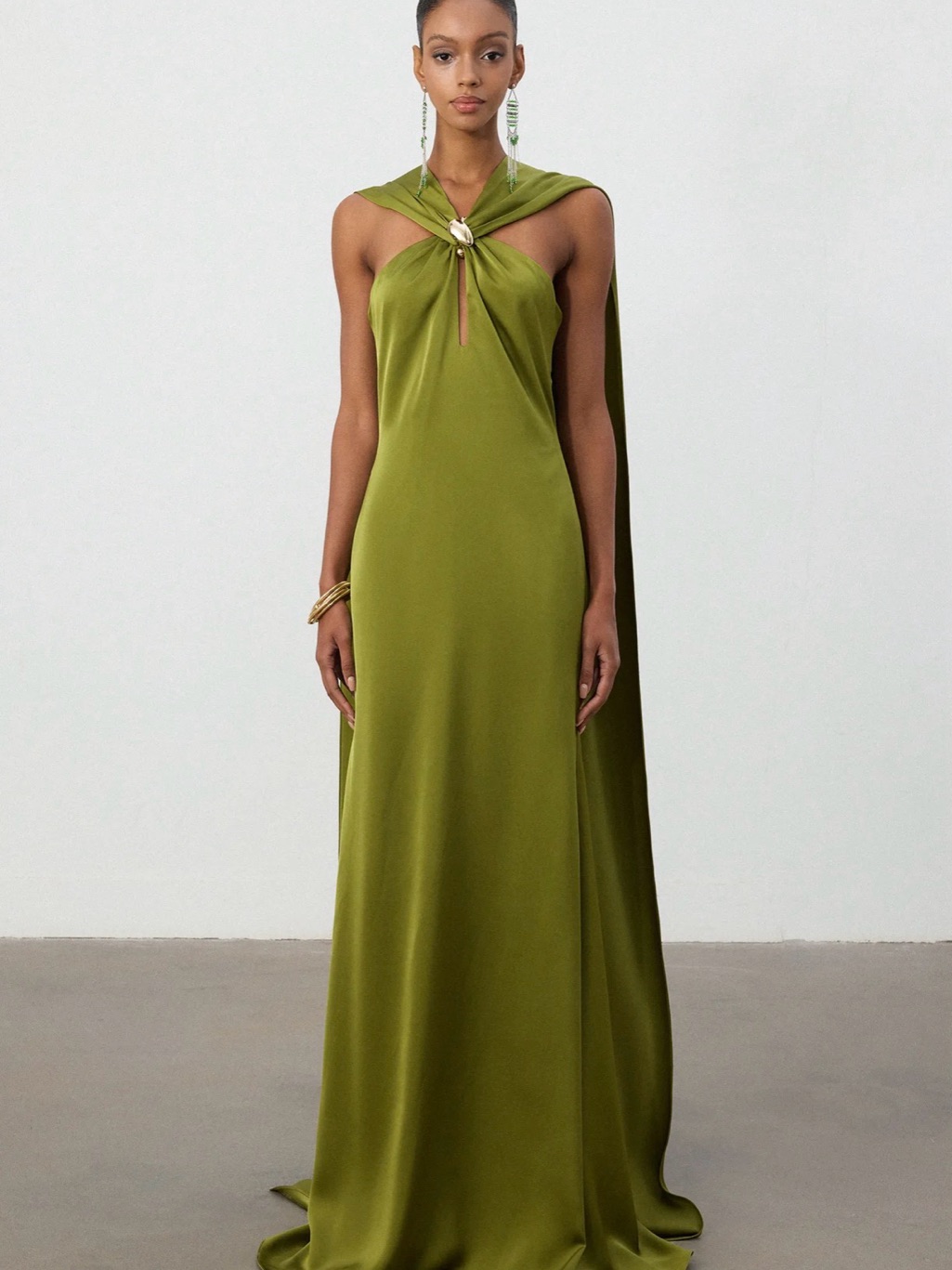 Olive Green Halter Maxi Dress